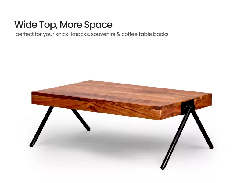 Diana Centre Table with Metal Frame and Wooden Top